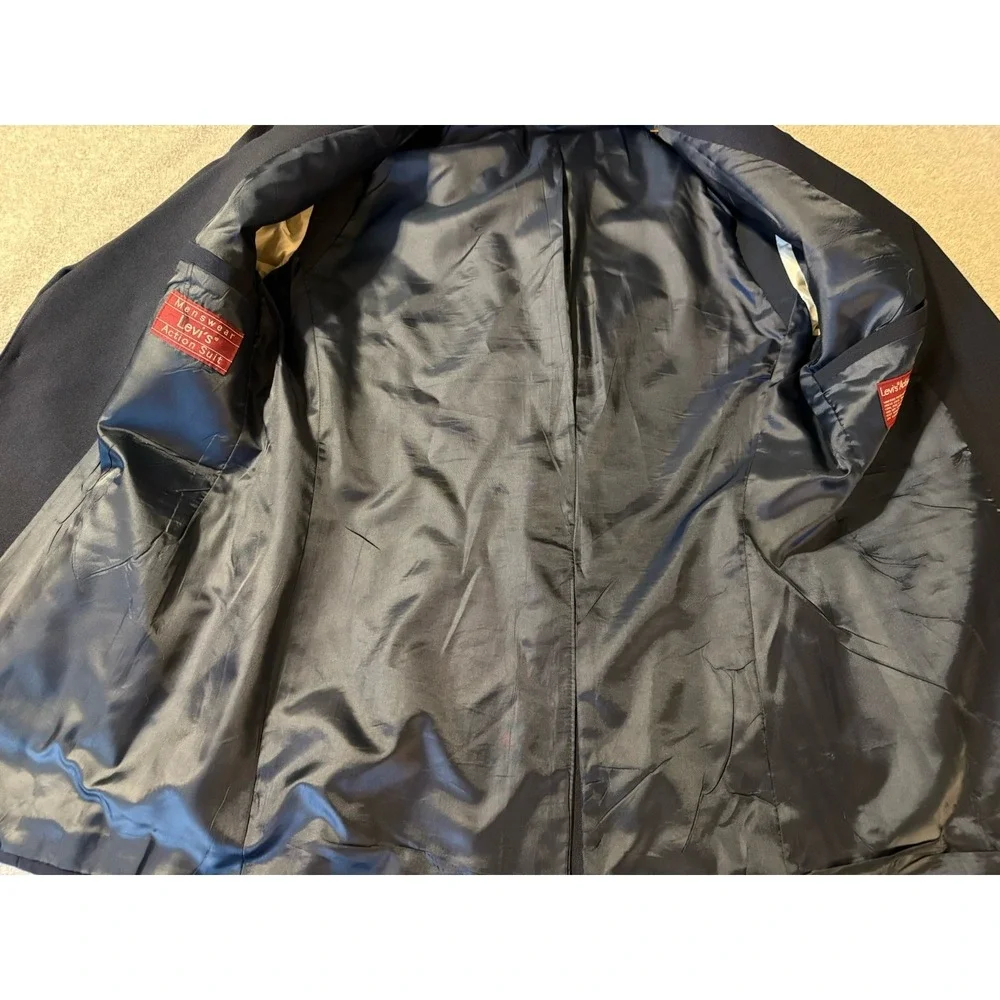 Vintage Levi's Men's 42L Menswear Action Navy Blue Suit Coat Jacket Business